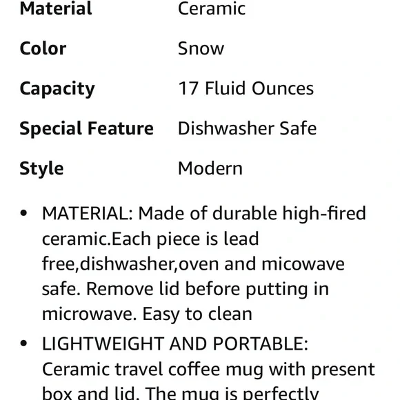 Topadorn Coffee Ceramic Mug With Lid in Gift Box - Picture 5 of 6